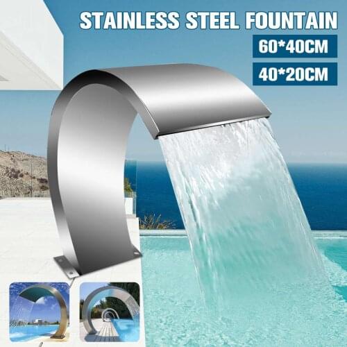 60x30cm Stainless Steel Pool Water Fountain Pond Garden Swimming Pool Waterfall Feature Decorative Hardware Faucet