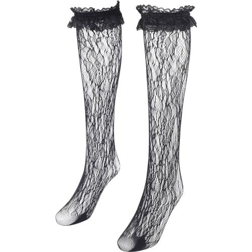 Japanese Korean Lace Socks Breathable Cotton Socks Women Lolita Lace Hollow Ruffle Cuffs Calf Socks Lolita Costume Accesories