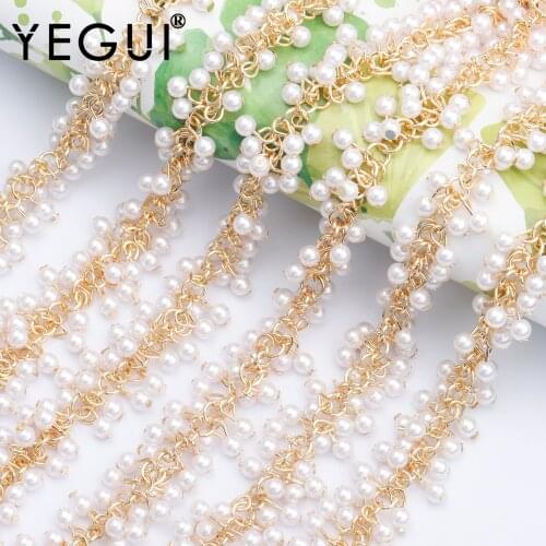 YEGUI C97,jewelry accessories,18k gold plated,0.3 microns,diy chain,AAA pearl,diy bracelet necklace,jewelry making,50cm/lot