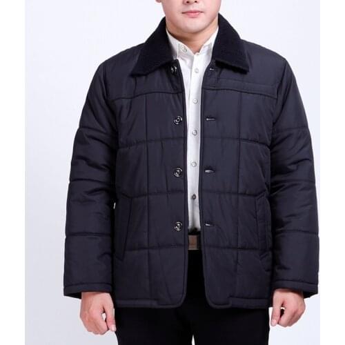 Middle-aged and elderly men add fertilizer XL winter thick coat button down cotton papa fat fat guy warm cotton jacket 120 kg