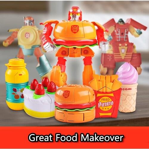 1 PC Action Figure Hamburger Transformation Robot Toys Deformation Plastic Food Play Collection Kids BEST Gift Education Toy
