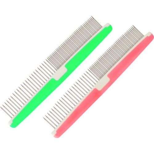 1pc Dog Comb Long Thick Hair Fur Removal Brush Stainless Steel Dog Cat Grooming Combs For Shaggy Dogs Barber Pet SuppliesQ