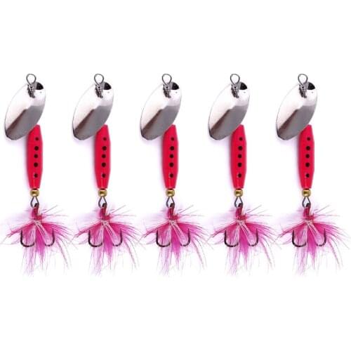 10pcs Metal Spinner Spoon Lure Silver/red Color Iscas Artificiais Sequin Bait 6# Hook Hard Lure Lake Fishing