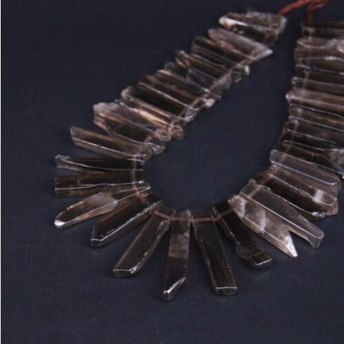 15.5 "strand Natural Smoky Quartzs Top Drilled Slice Loose Beads,Raw Brown Crystal Slab Pendants DIY Necklace Jewelry Making