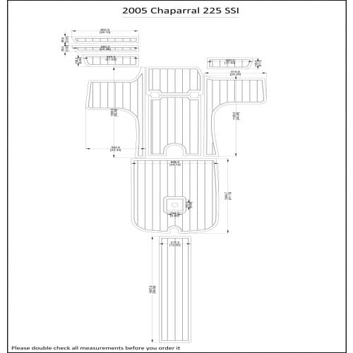 2005 Chaparral 225 SSI Cockpit Pad Boat EVA Teak Decking 1/4" 6mm
