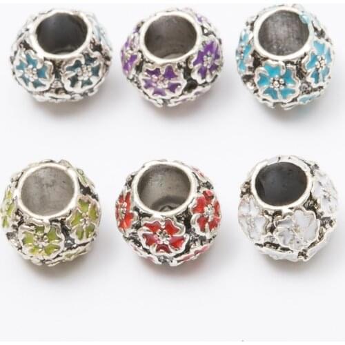 5Pcs/Lot Silver Plated flower Charms Beads European DIY Beads Fit Pandora Charms Bracelets & Bangle Fashion Jewelry js1006