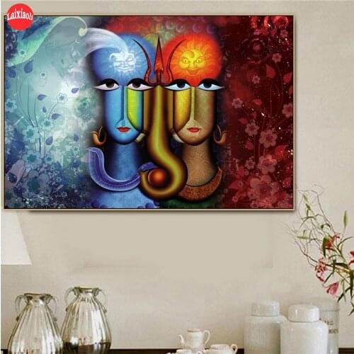 5d photo Round Diamond Painting Shiv Parvati Jodi Indian God Handmade Hindu Religion and Spirituality Full Drill Square Mosaic