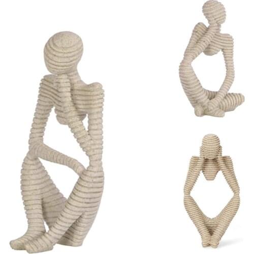 Abstract Sculpture Statue Thinker Sandstone Resin for Hotel Home Desktop Bookshelf Office Decoration 9.82 Inches