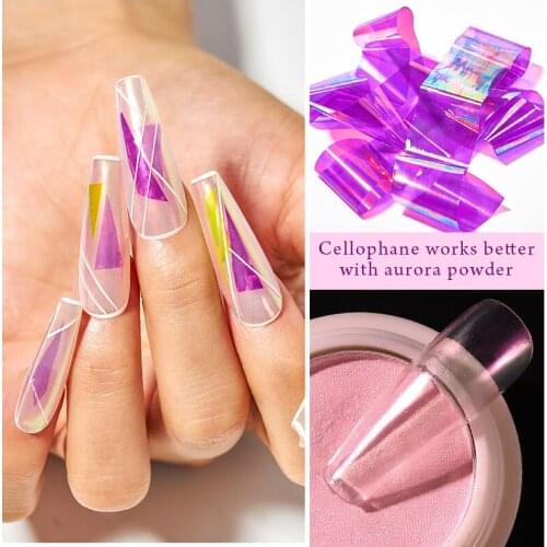 Aurora Nail Glass Paper Nails Glass Foil Film Sticker Cellophane Paper Korean Nail Trend Design Ice Cube Manicure Decoration