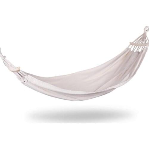 Beige color Hammock Canvas Camping Hammocks Wooden stick Prevent Rollover Bar Garden Camping Swing Hanging