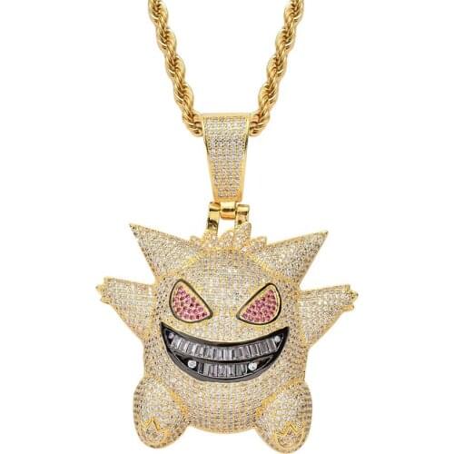 Hip Hop Big Mask Necklace Pendant Micro Pave Cubic Zircon Copper Necklace Iced Out Chain Mens Jewelry Gift