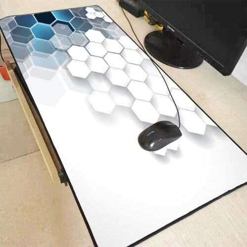 Abstract Art Hexagon Black Large Mouse Pad Light Gaming Mousepad Anti-slip with Locking Edge Gaming Mouse Mat