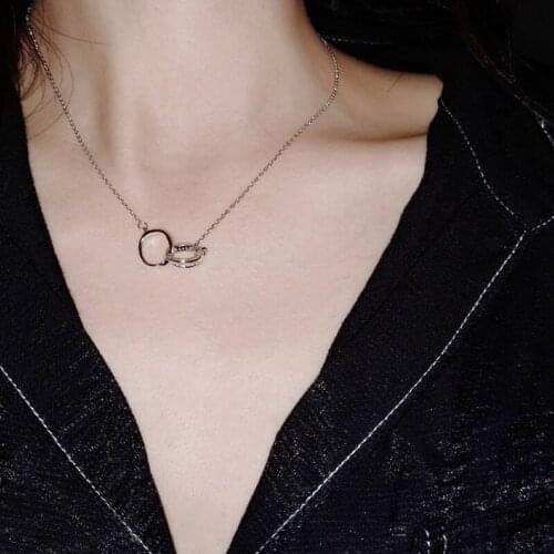 Necklaces For Women Chains Sterling Zircon Undefined Pendant Real Silver 925 Jewelry Fashion Goth Gold Double Buckle Twining Big