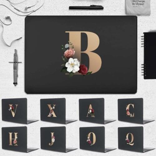 Hard Laptop Cases for Apple Macbook Pro 13" /Pro 15" A1398 A1707 A1990 /Pro 16" A2141 Matte Gold Letter Pattern Anti-fall Shell