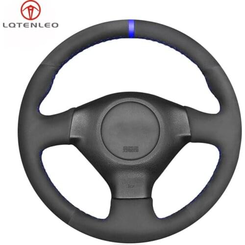 LQTENLEO Black Suede Car Steering Wheel Cover For Subaru Legacy Impreza 2003-2007 Forester 2004-2008 Outback 2004-2007 Saab 9-2X