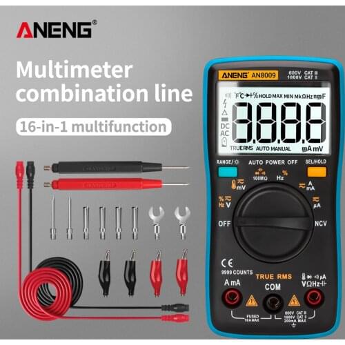 AN8009 Digital Multimeter 9999 counts True-RMS AC/DC Voltmeter Transistor Testers High/standard version Auto Range Tester