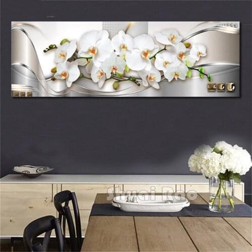 Diy diamond painting,5d large painting flowers diamond embroidery sale White Orchids picture of rhinestone mosaic kit