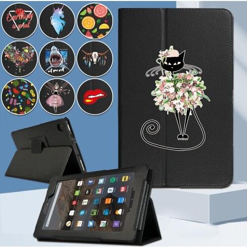 For Amazon Fire HD 8 (6/7/8th Gen)/Fire 7 (5/7/9th Gen)/HD 10 (5/7/9th Gen) Color Cartoon Pattern Back Suppor Tablet Case+Stylus