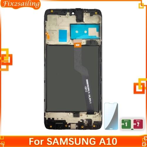 For Samsung Galaxy A10 A105 A105F SM-A105F LCD Display Touch Screen Digitizer Assembly Replacement For A105 with Frame