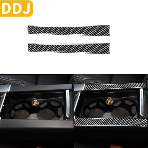 For Volvo S60 V60 2010-2018 Interior Center Console Cup Holder Trim Strips Accessories Carbon Fiber Sticker Car Styling