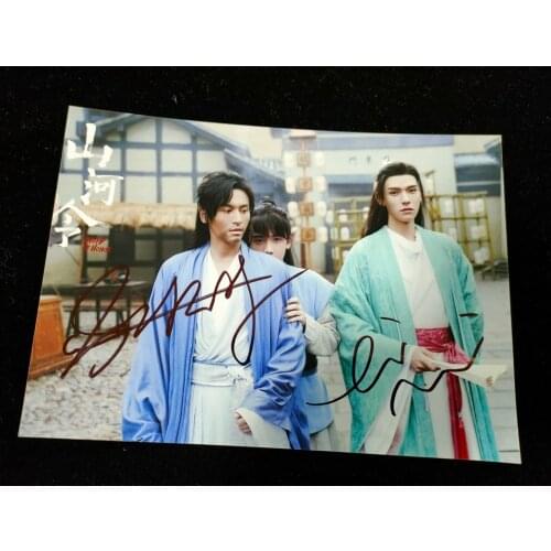 Hand signed WORD OF HONOR Shan He Ling Zhang Zhehan Gong Jun autographed group photo 5*7 autographs in ink