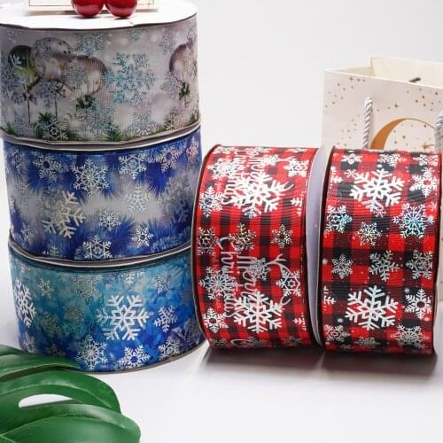 75 mm 3 inch Christmas printed foil holographic ribbon