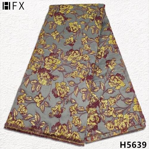 HFX Latest Brocade Jacquard Lace African Lace 2021 High Quality Nigerian Lace Fabrics For Party Dress X5639