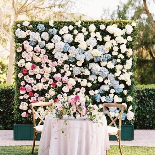 Artificial Flower Wall Backdrop Wedding Decoration Rose Peony Hydrangea Home Garden Party Photo Backdrop Prop 40*60cm