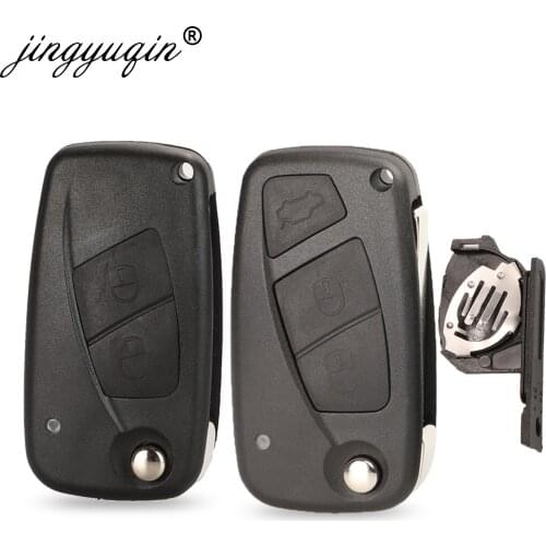 Jingyuqin 10pcs/lot New Flip Folding Remote Key Case 3 button black 3 BTN For FIAT 3 button Punto Ducato Stilo Panda
