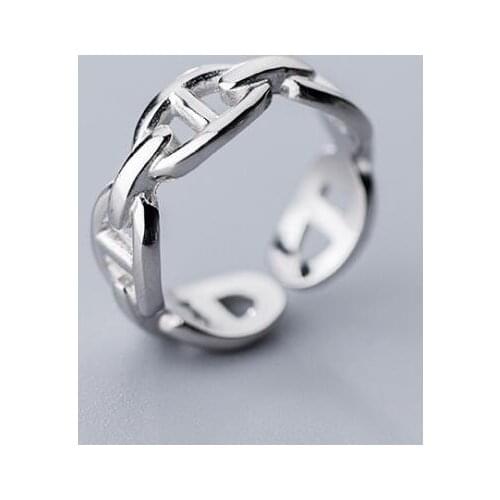 100% Authentic REAL.925 Sterling Silver Fine Jewelry Open Chain ring GTLJ1520