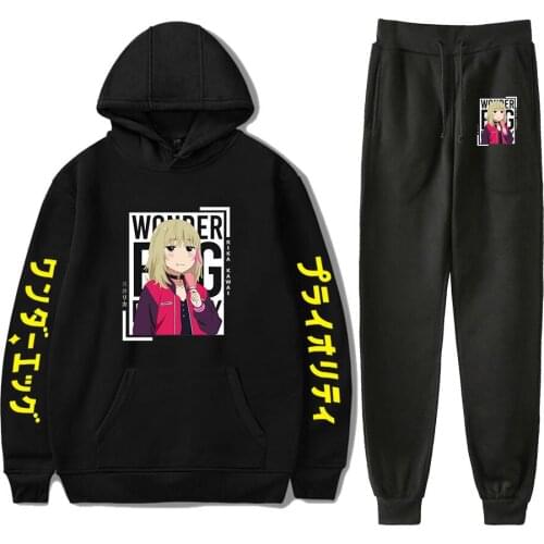 Wonder Egg Priority Hoodies+Sweatpants Suits Students Hoodie+Jogger Pant Streetwear Anime Print Mens Women Boy/girl Hoodie Set