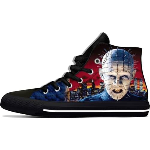 Hellraiser Movie Pinhead Horror Scary Novelty Casual Canvas Shoes High Top Lightweight Breathable 3D Print Men Women Sneakers