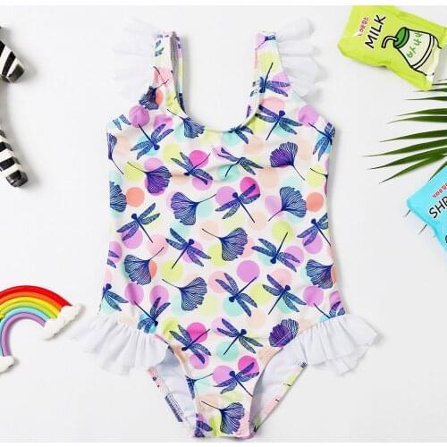 2019 New One Piece Girls Swimsuit Lace Floral Childrenss Swimwear 3-8 Years Kids Bathing Suit For Girls Beachwear With Lace
