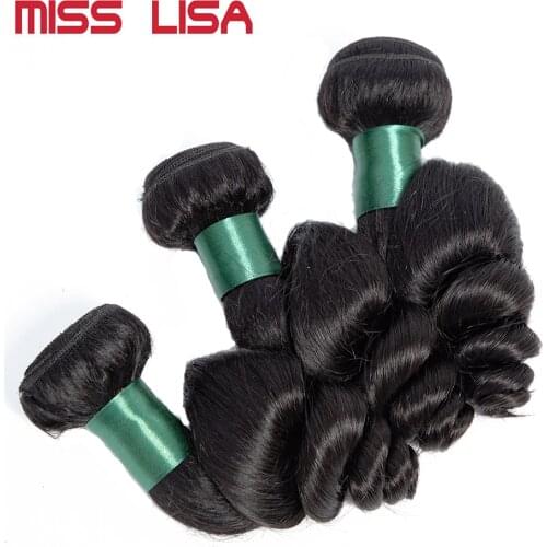 MISS LISA 28 30 Inch Human Hair Bundles Loose Wave Hair Bundles Malaysian Hair Weave Bundles Natural Color Hair Extensions