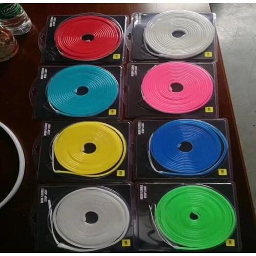 Neon LED Light DC12V/24V RGB Flexible Waterproof IP65 Led Ribbon Rope Fixel Tube Light DIY LED White Red Blue 2.5CM Cut