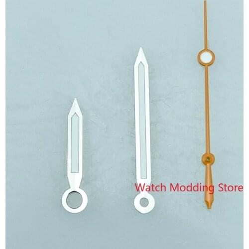 NEW Arrival Silver Orange Watch Hands Fit NH35 NH36 4R35 4R36 Mov't Mod Longer Version Rail Master Style Green Luminous