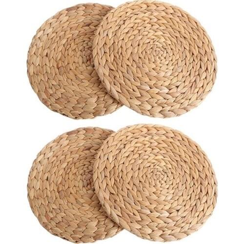 OBEV American Service Straw Supla Knitted Bamboo 4 Pcs American Service Tableware Layout Suit Stylish Appearance Clean Use