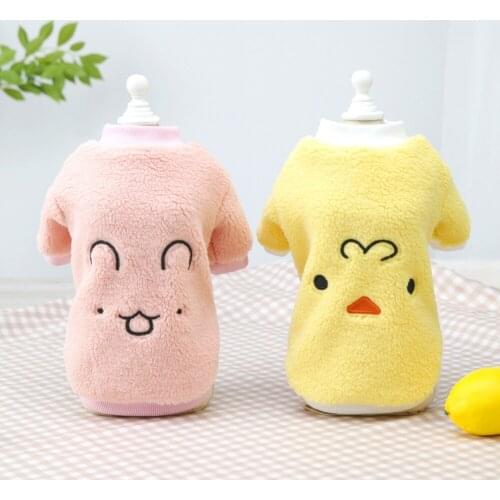 Adorable Cartoon Puppy Sweatshirt Soft Fleece Dog Clothes Cat Coat Pet Apparel Winter Chihuahua French Bulldog Dog Coats