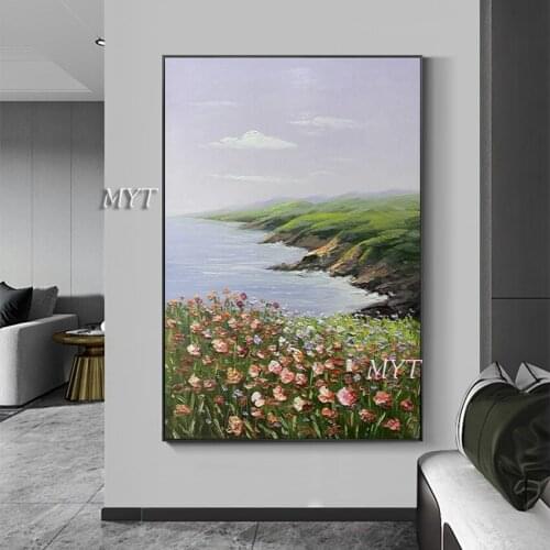 Palette Knife Flower Paintings Hand-painted No Frame Canvas Wall Decorative Oil Painting Art Outdoor Landscape Wall Pictures