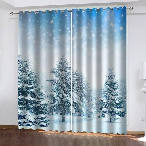 Custom winter snow curtains 3d curtains new window balcony thickened windshield blackout curtains