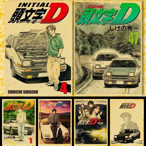 WTQ Initial D Anime Poster Manga Retro Poster Canvas Painting Wall Decor Poster Wall Art Picture Room Decor Home Decor