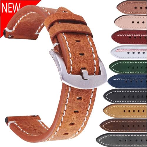 Top Grain Genuine Leather Watch Band Strap Quick Release Watch Bands 20mm 22mm Handmade Vintage Watchbands