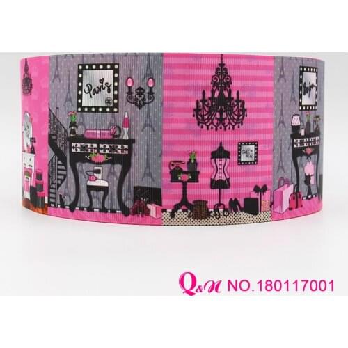 Q&N ribbon 16mm 22mm 25mm 38mm 50mm 75mm fashion printed grosgrain ribbon webbing 50yards/roll for hair tie free shipping