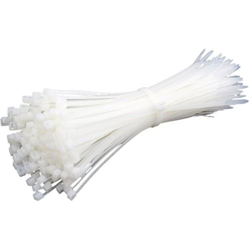 Self-locking plastic nylon tie 100 PCS black and white cable tie fastening ring tie zip wraps strap nylon cable tie