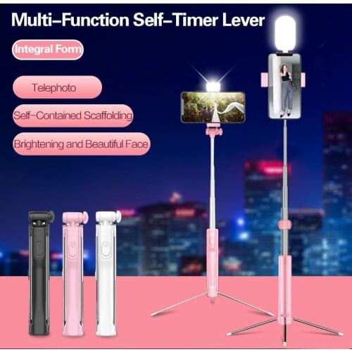 LED Fill Light Selfie Stick 3 in 1 Extendable Bluetooth Hidden Tripod Phone Bracket Monopod Selfie Stick For iPhone Smartphone