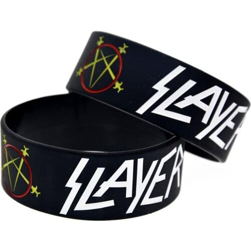 1PC Slayer Silicone Wristband 1 Inch Wide Black Adult Size