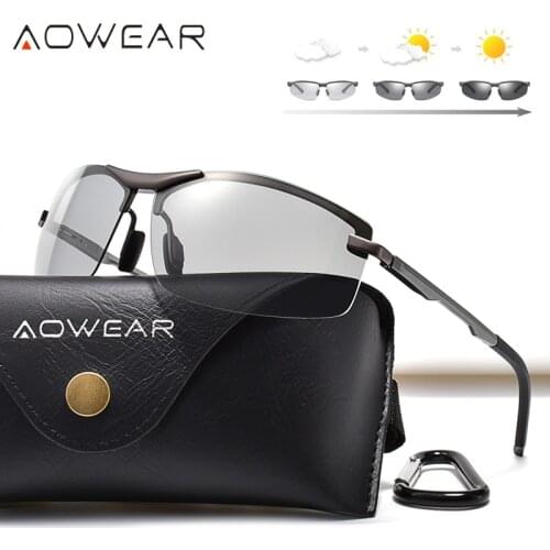 AOWEAR 2019 Photochromic Sunglasses Men Polarized HD Chameleon Glasses for Day and Night Driving Goggle Sun glasses gafas de so