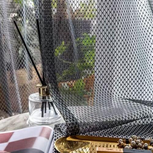 Modern Gauze Curtains for Living Room Hollow Black Tulle Luxury Delicate Elegant Drapery Sheer for Bedroom Partition Yarn SP17-5