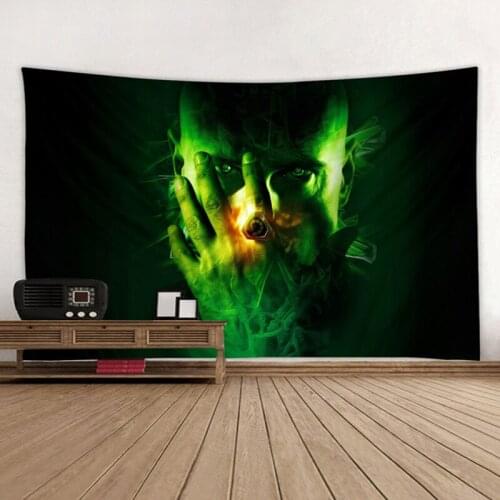 Bohemian Tapestry Green Livingroom Decor Backdrop Skull Wall Hanging Blanket Wand Deko