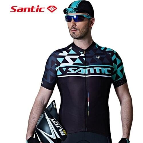 Santic Men Cycling Short Jersey Pro Fit SANTIC N-FEEL Antislip Sleeve Cuff Road Bike MTB Short Sleeve Cycling Clothings C02119